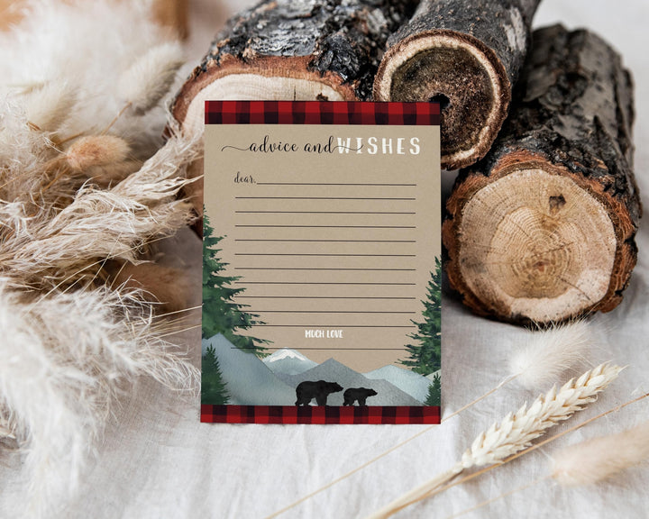 Lumberjack Theme Baby Shower Advice Cards - Paper Clever Party