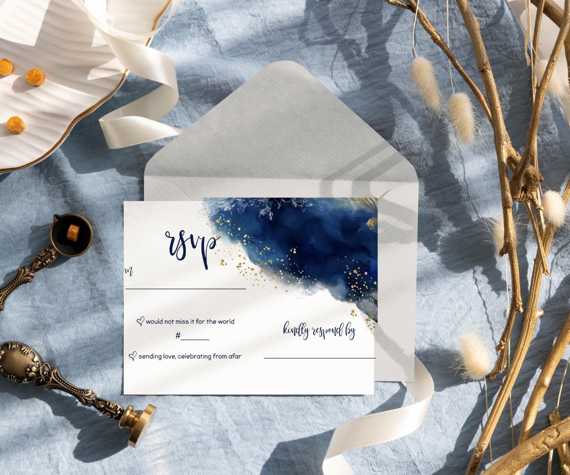 Paper Clever Party Blue RSVP CardsPaper Clever Party