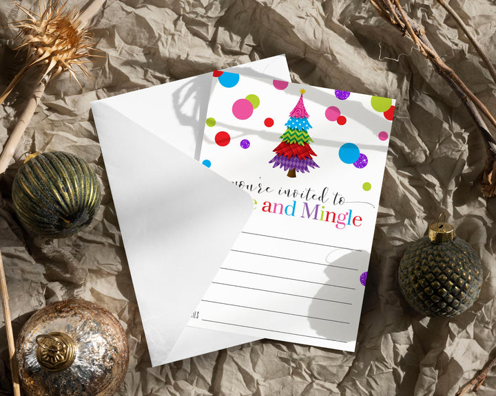 Festive Christmas Party Invitations, 25 Pack with Envelopes - Paper Clever Party