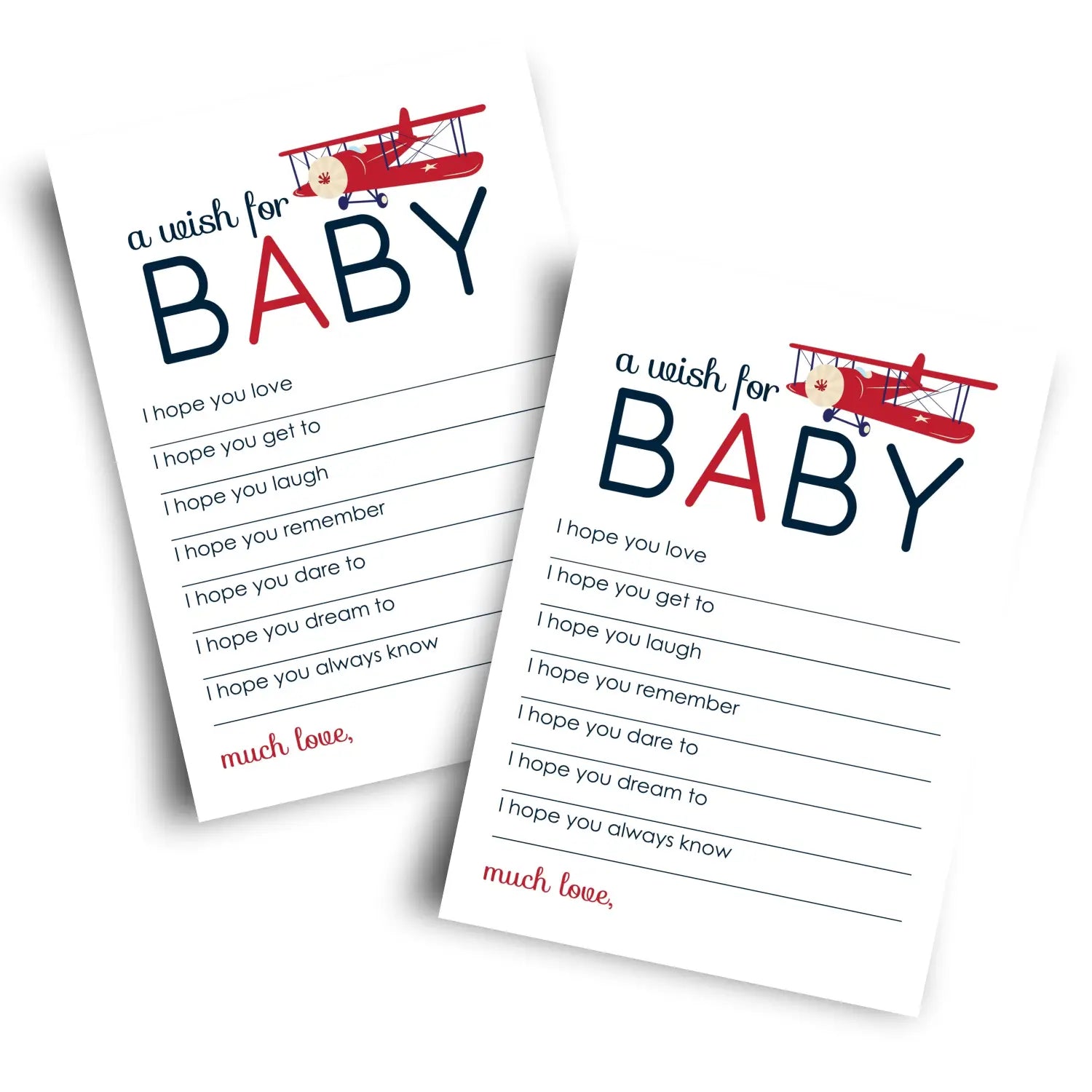 Airplane theme boy baby shower advice cards - 20-pack memory wishes 4x6 keepsake activity set - office product