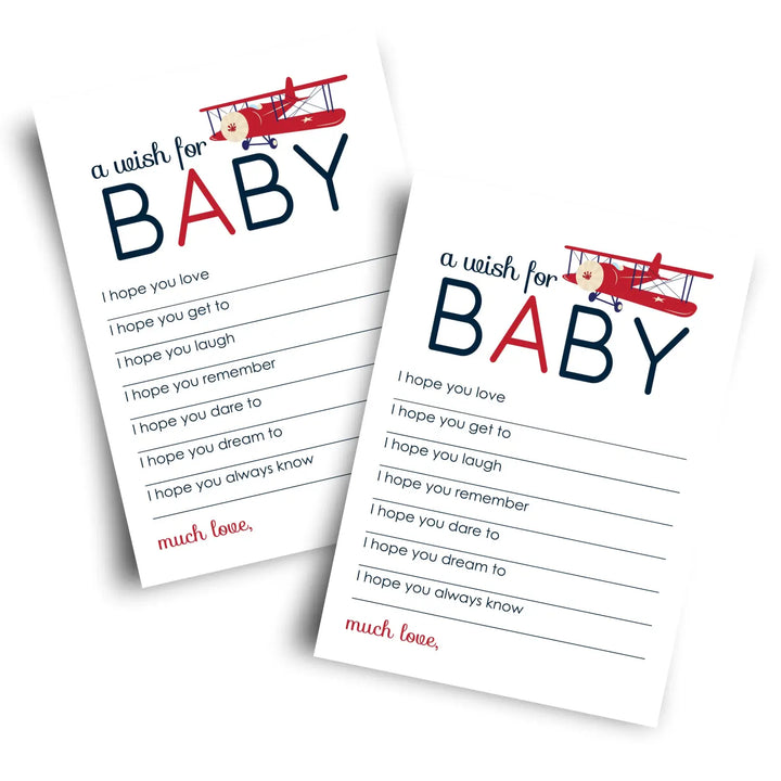 Airplane Theme Boy Baby Shower Advice Cards - 20-Pack Memory Wishes, 4x6 Keepsake Activity Set