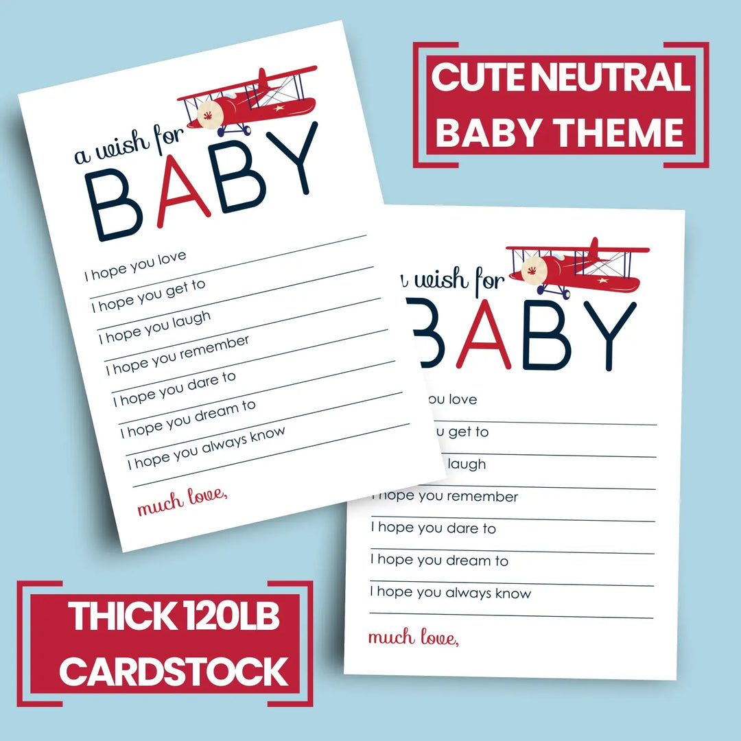 Airplane theme boy baby shower advice cards - 20-pack memory wishes 4x6 keepsake activity set - office product
