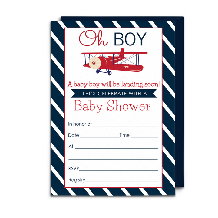 Airplane Baby Shower Invitations with Envelopes (15 Pack) - Paper Clever Party