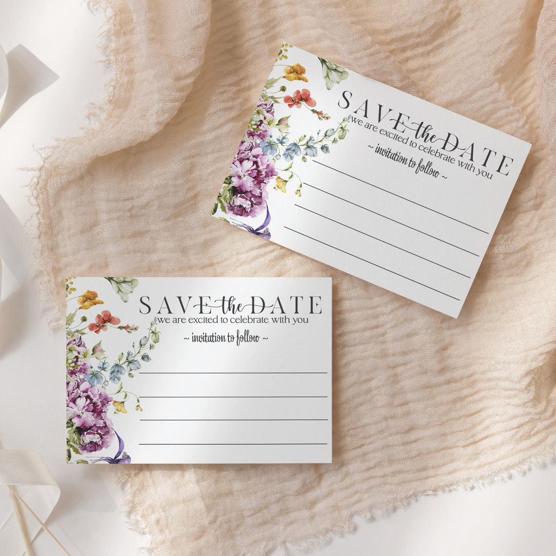 Rustic Wildflower Save the Date Cards (25 Pack) - Charming Invitations for All Occasions - 3.5x5 - Paper Clever Party