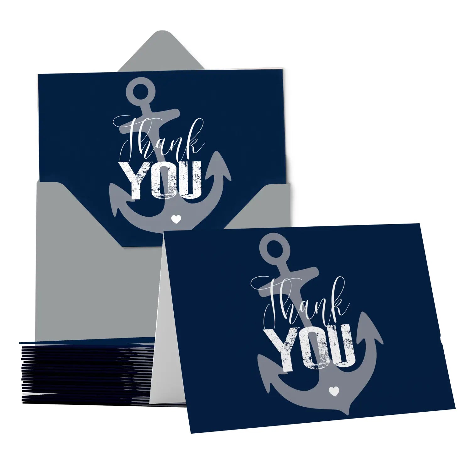 Classic nautical anchor thank you cards - 20-pack for showers weddings and more - office product