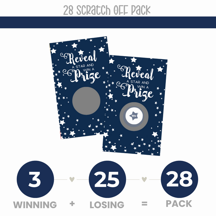 Navy Star Scratch Off Game Cards (28 Pack) Showers, Graduation, or Retirement - Paper Clever Party