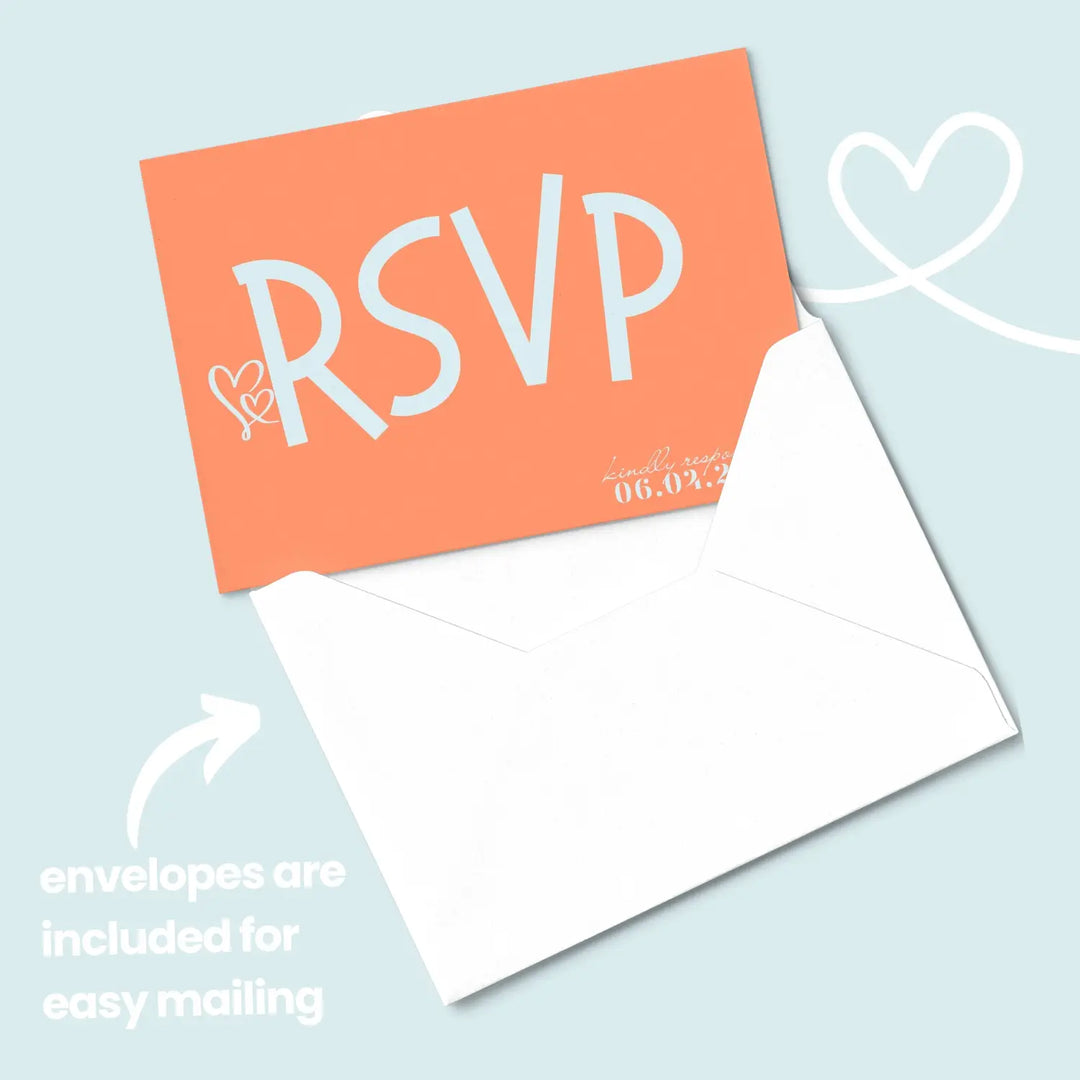 Custom Sherbert Ice RSVP Cards with Elegant White Calligraphy - Premium Card Stock, 4x6 Inch Size