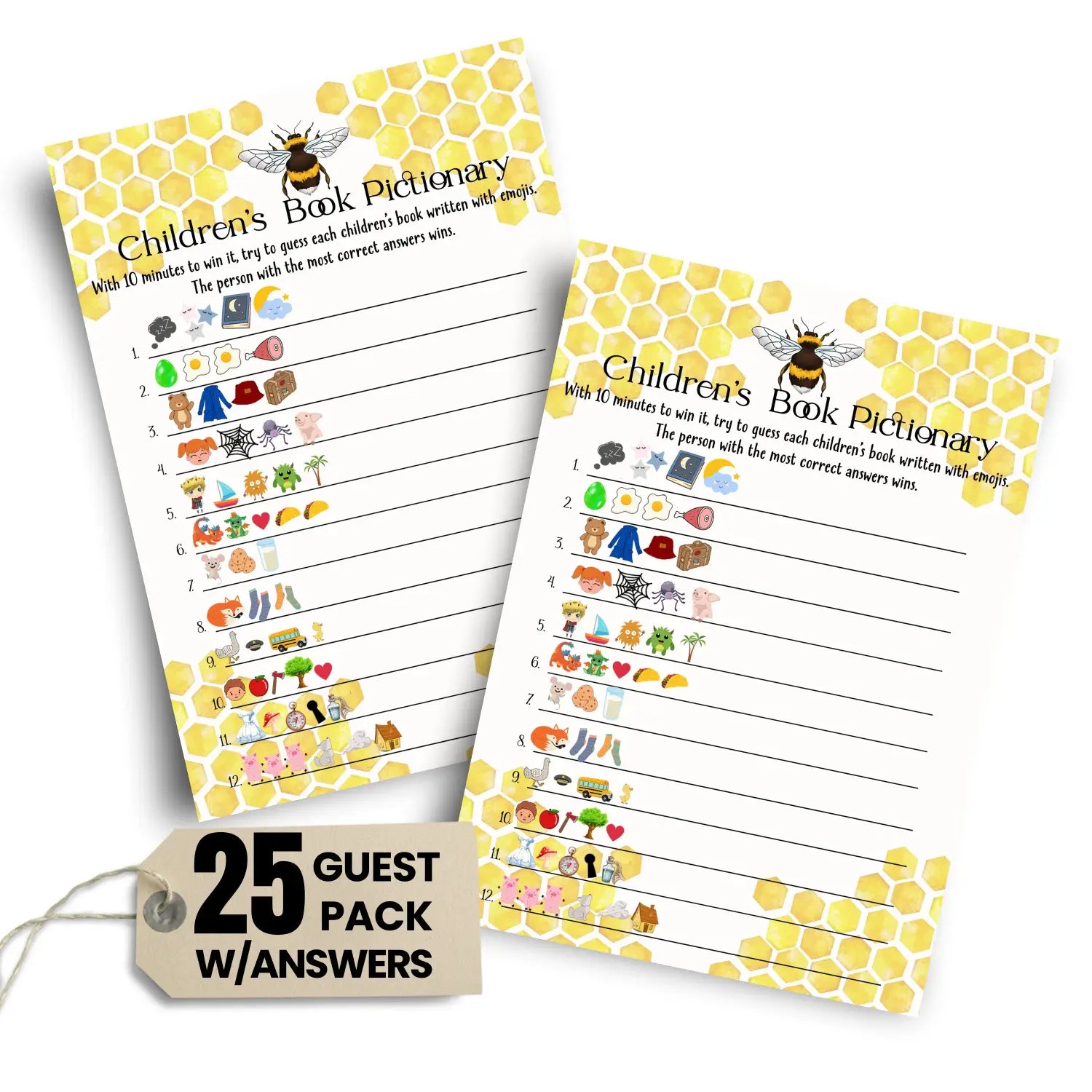 Mama bee baby shower game - engaging pictionary storybook guessing gender neutral 25 card pack 5x7 cards - party games