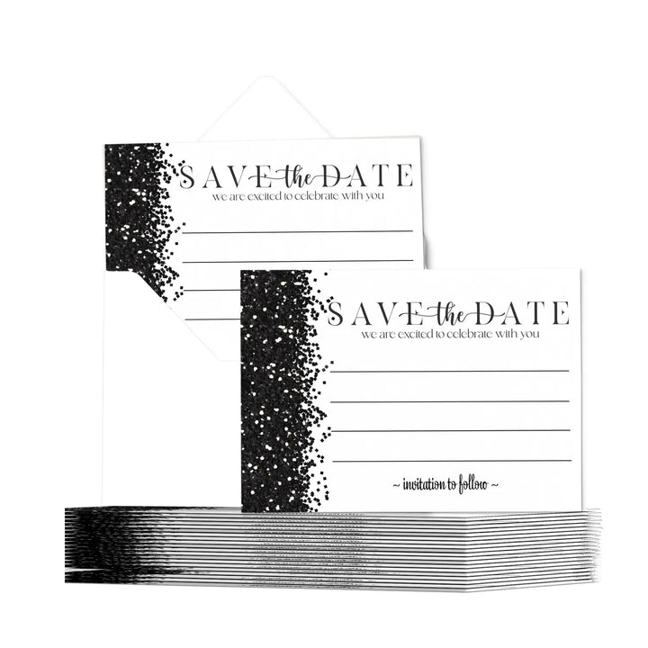 Black and White Save the Date Cards with Envelopes - 25 Pack Gothic Glam Skull All Occasion Invitations for Weddings, Birthdays & Graduations - 3.5x5