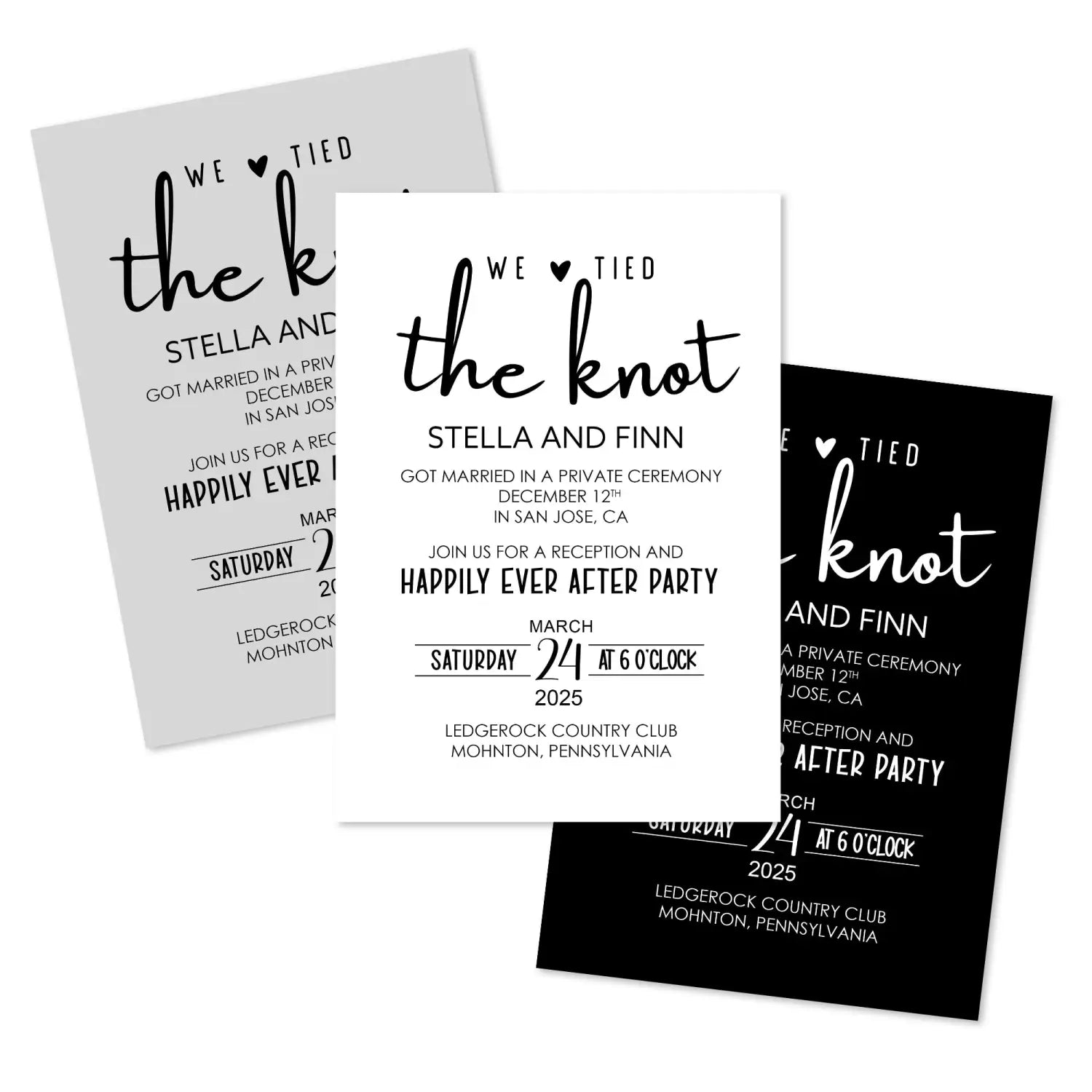 We tied the knot wedding reception invitations - customizable details premium 120lb cardstock & envelopes perfect