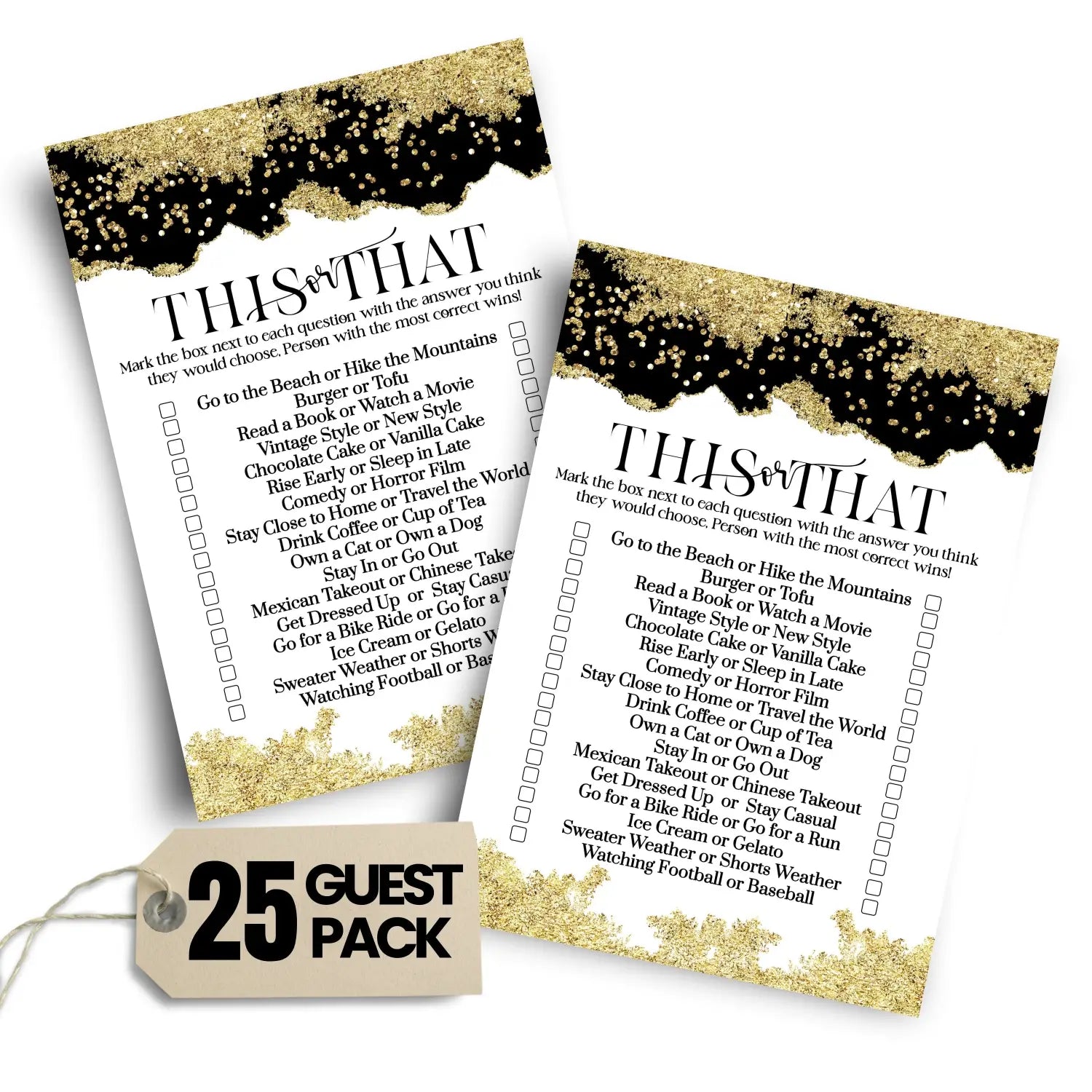 Black and gold bridal shower games - would she rather game fun this or that for graduation party rehearsal dinner