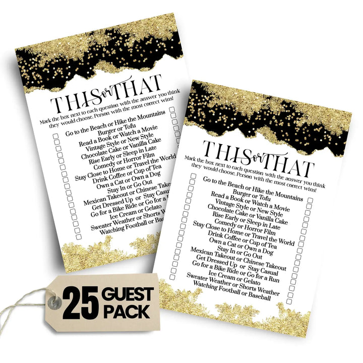 Black and gold bridal shower games - would she rather game fun this or that for graduation party rehearsal dinner