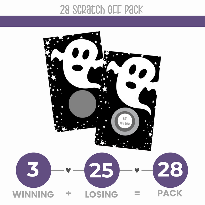 Ghost Scratch Off Cards Halloween Party Games, Pumpkin Baby Shower, Black and White Favors, 28 Pack - Paper Clever Party