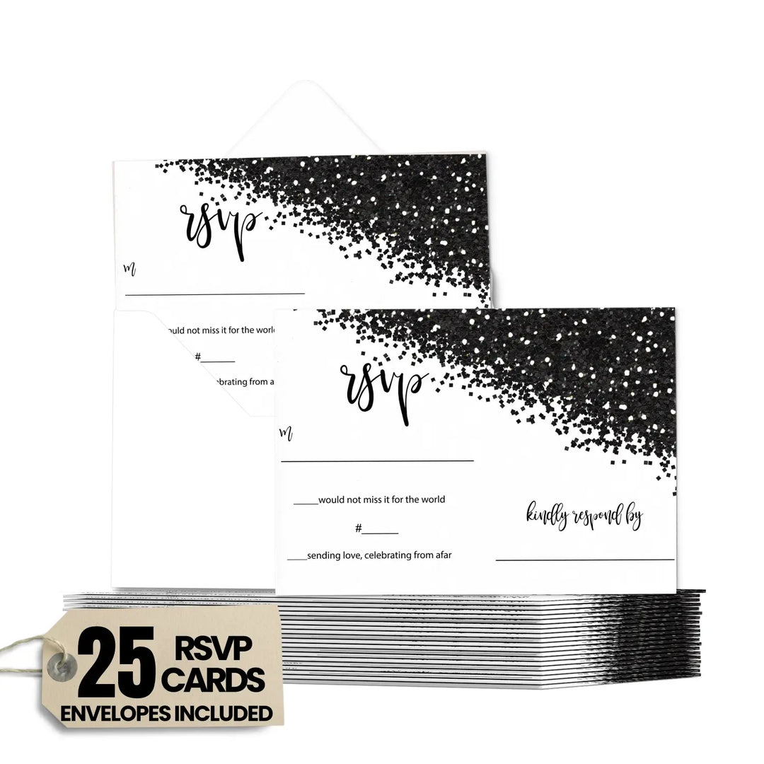 Black & White Skull Gothic Glam RSVP Cards - Bold Wedding Response Set, 3.5x5, Envelopes Included, 25 Pack