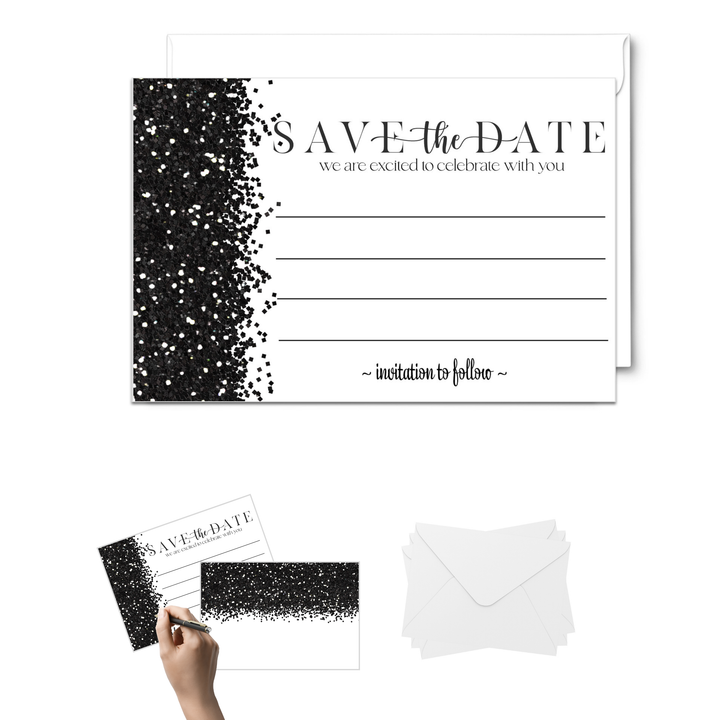 Gothic Glam Skull Save the Date Cards - 25 Pack Unique Invitations with Envelopes - 3.5x5 - Paper Clever Party