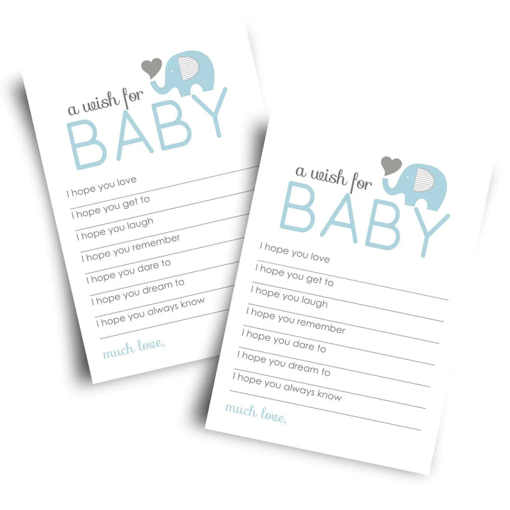 Boy Baby Shower Blue Elephant Advice Cards - 20-Pack Keepsake Wishes, 4x6 Memory Activity Set