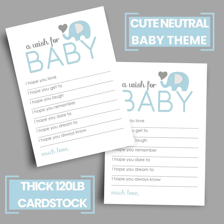 Boy baby shower blue elephant advice cards - 20-pack keepsake wishes 4x6 memory activity set - office product