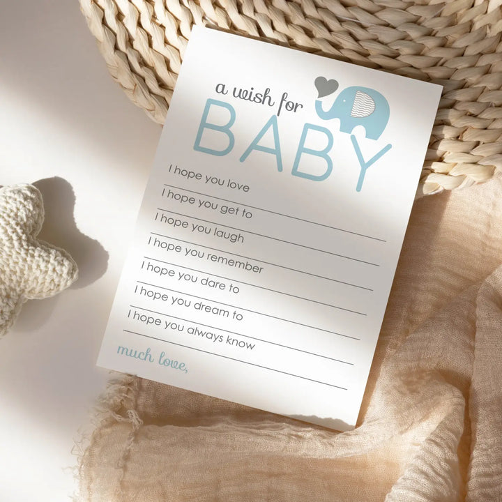 Boy baby shower blue elephant advice cards - 20-pack keepsake wishes 4x6 memory activity set - office product