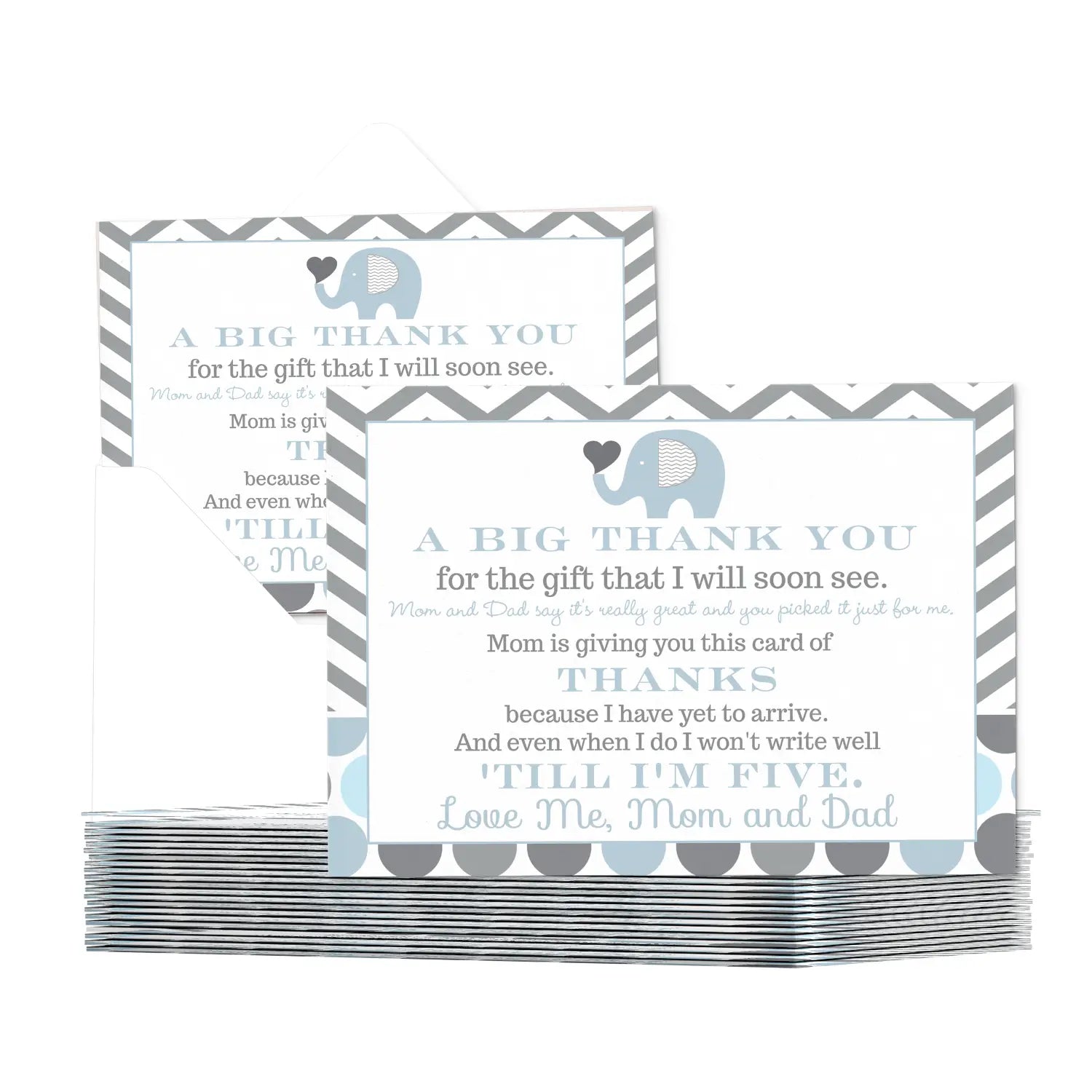 Elephant thank you cards for boys – prewritten notes with envelopes (pack of 25) - office product