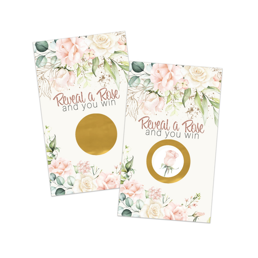 Blush Blooms Scratch Off Game Cards (30 Pack) - Floral Elegance for All Events - Paper Clever Party