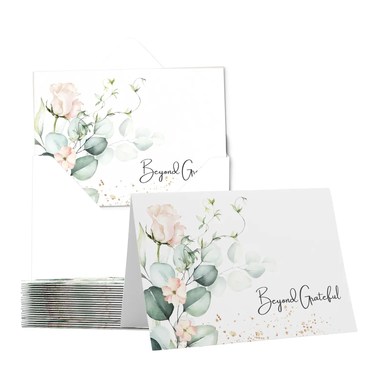 Blush blooms floral thank you cards - 25-pack exquisite notecards for bridal showers weddings - office product