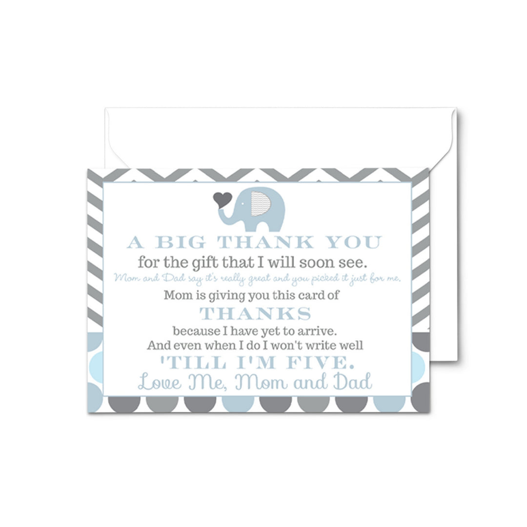 Elephant Thank You Cards for Boys – Prewritten Notes with Envelopes (Pack of 25) - Paper Clever Party