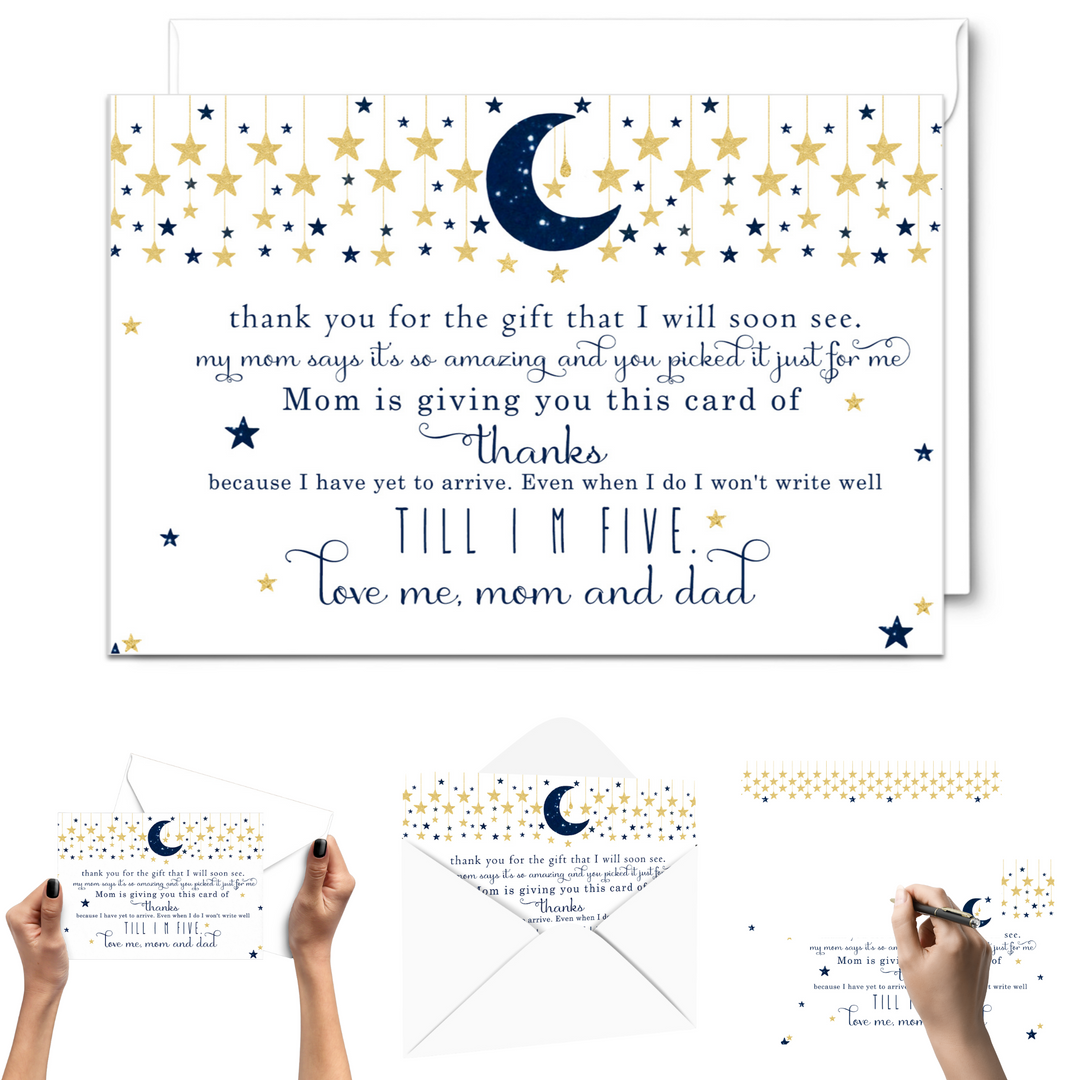 Twinkle Little Star Thank You Cards for Boys – Notecards with Envelopes (Pack of 25) - Paper Clever Party