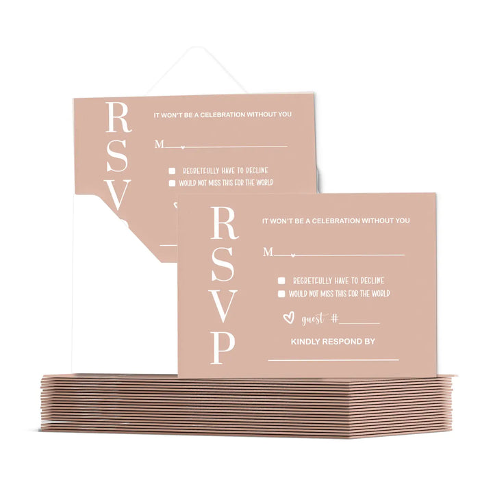 Canyon Rose RSVP Card 25 Pack - Minimalist Wedding Invitation Response Cards