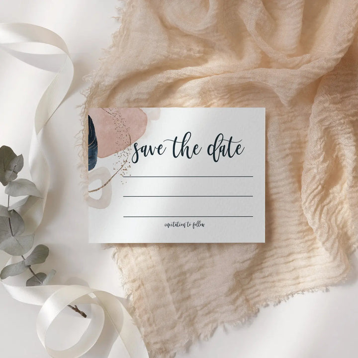 Navy & Pink Abstract Save the Date Cards (25 Pack) - Stylish Invitations for Special Events - 3.5x5