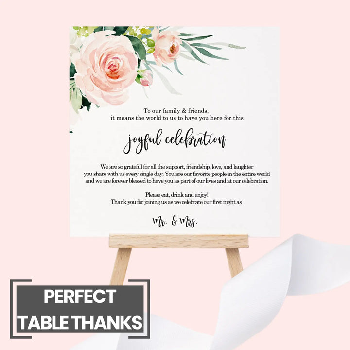 50-Pack Graceful Floral Thank You Cards - 4x4 Engagement Table Decor