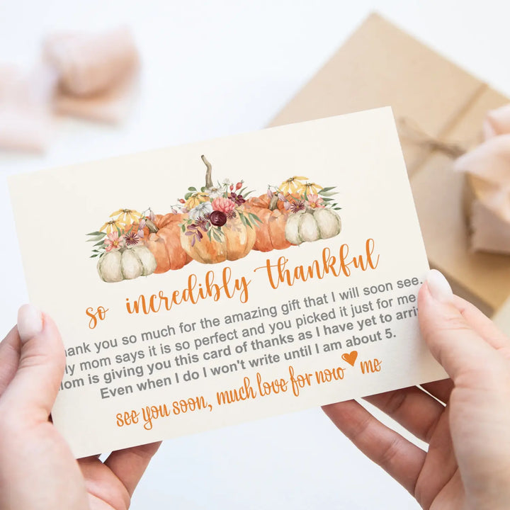 Rustic Pumpkin Baby Shower Thank You Cards – Prewritten Notes (Pack of 25)