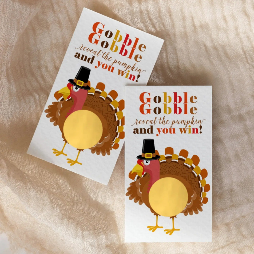 Thanksgiving Party Games - Turkey Scratch Off Cards, 30 Pack, Family Dinner Activities