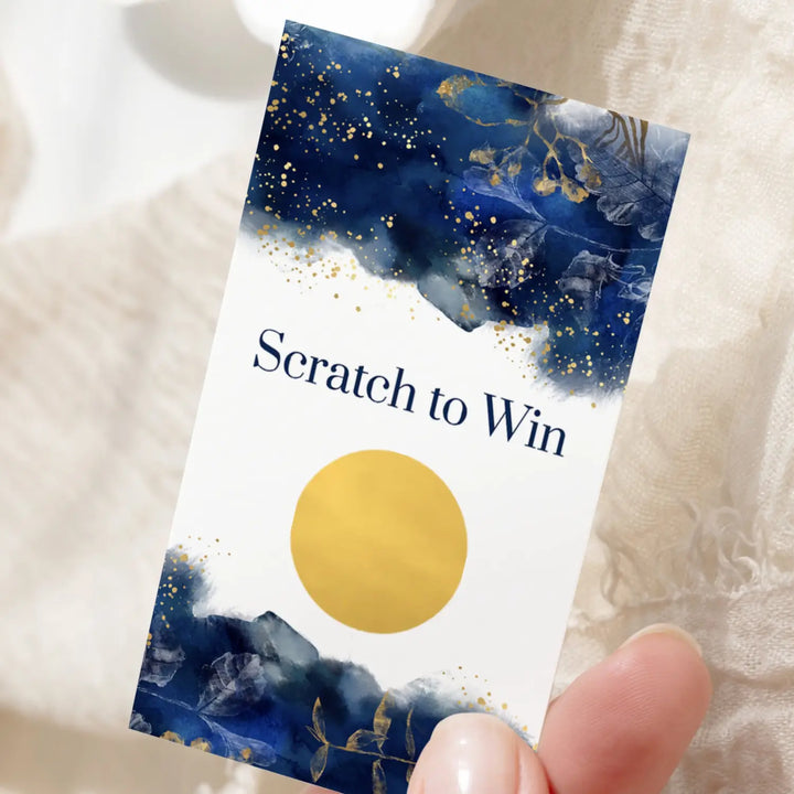 Blue bridal shower games gold - 30 pack - fun scratch off raffle cards wedding game or engagement party ideas modern