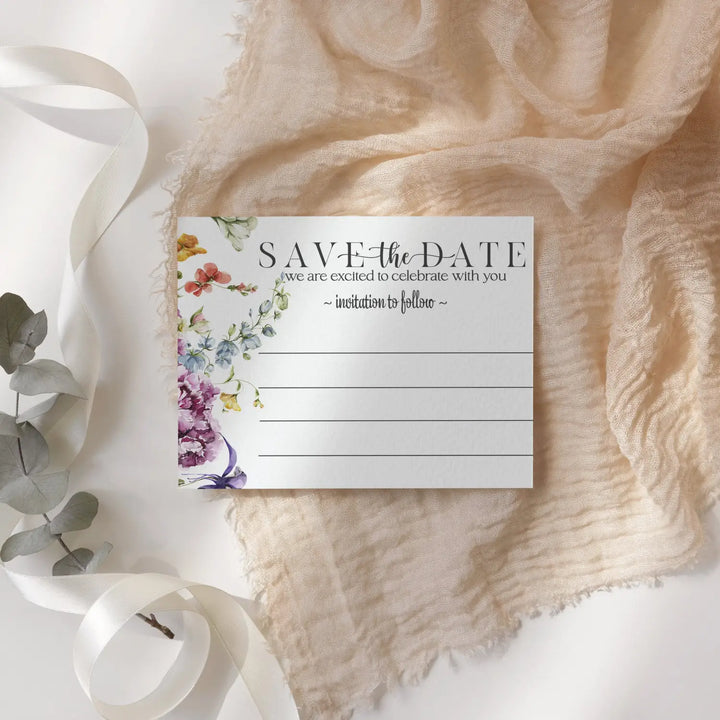 Rustic Wildflower Save the Date Cards (25 Pack) - Charming Invitations for All Occasions - 3.5x5