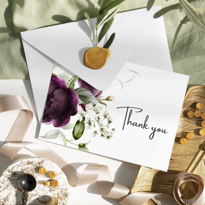Purple passion thank you cards - 25 blank notecards set with envelopes for every occasion - office product