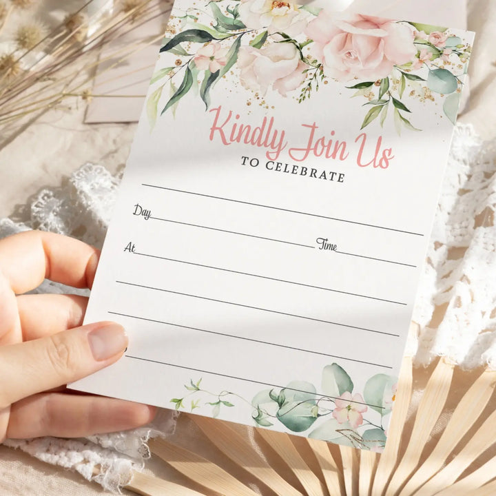 Blush Blooms Event Invites - 25ct, Rustic Floral, 5x7