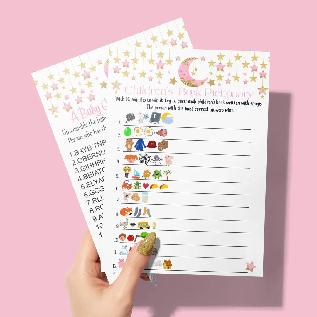 Twinkle Little Star Baby Shower Emoticon & Word Scramble Game Set, 5x7 Cards (25 ct)