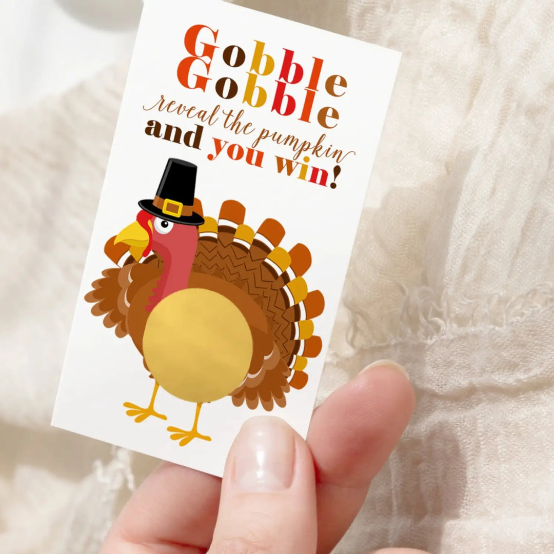 Thanksgiving Party Games - Turkey Scratch Off Cards, 30 Pack, Family Dinner Activities