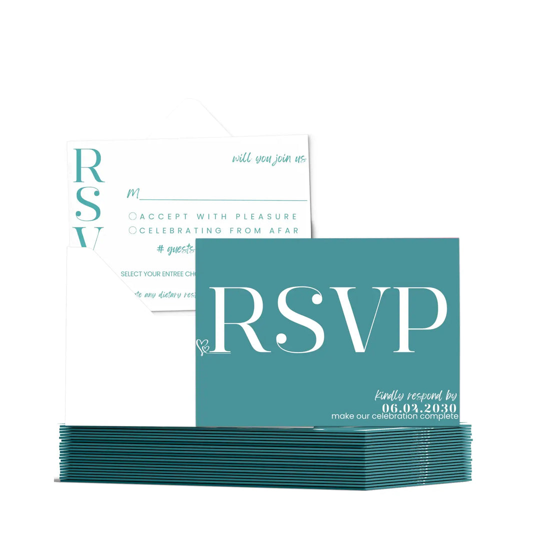 Custom RSVP Cards for Wedding Receptions, Any Occasion Response Cards, Teal