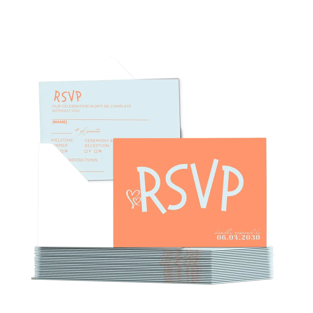 Custom Sherbert Ice RSVP Cards with Elegant White Calligraphy - Premium Card Stock, 4x6 Inch Size