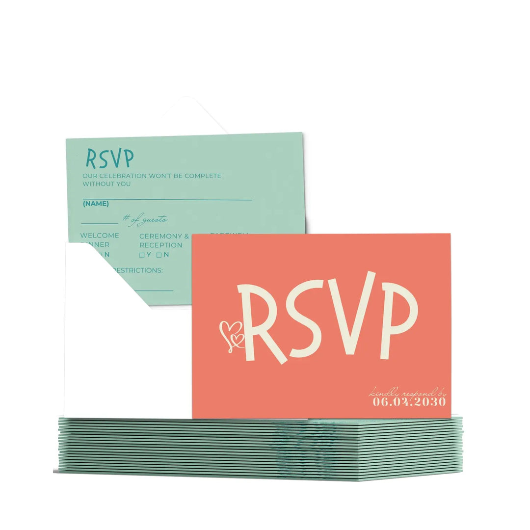 Watermelon RSVP Cards with Elegant Calligraphy - Premium Card Stock, 4x6 Inch