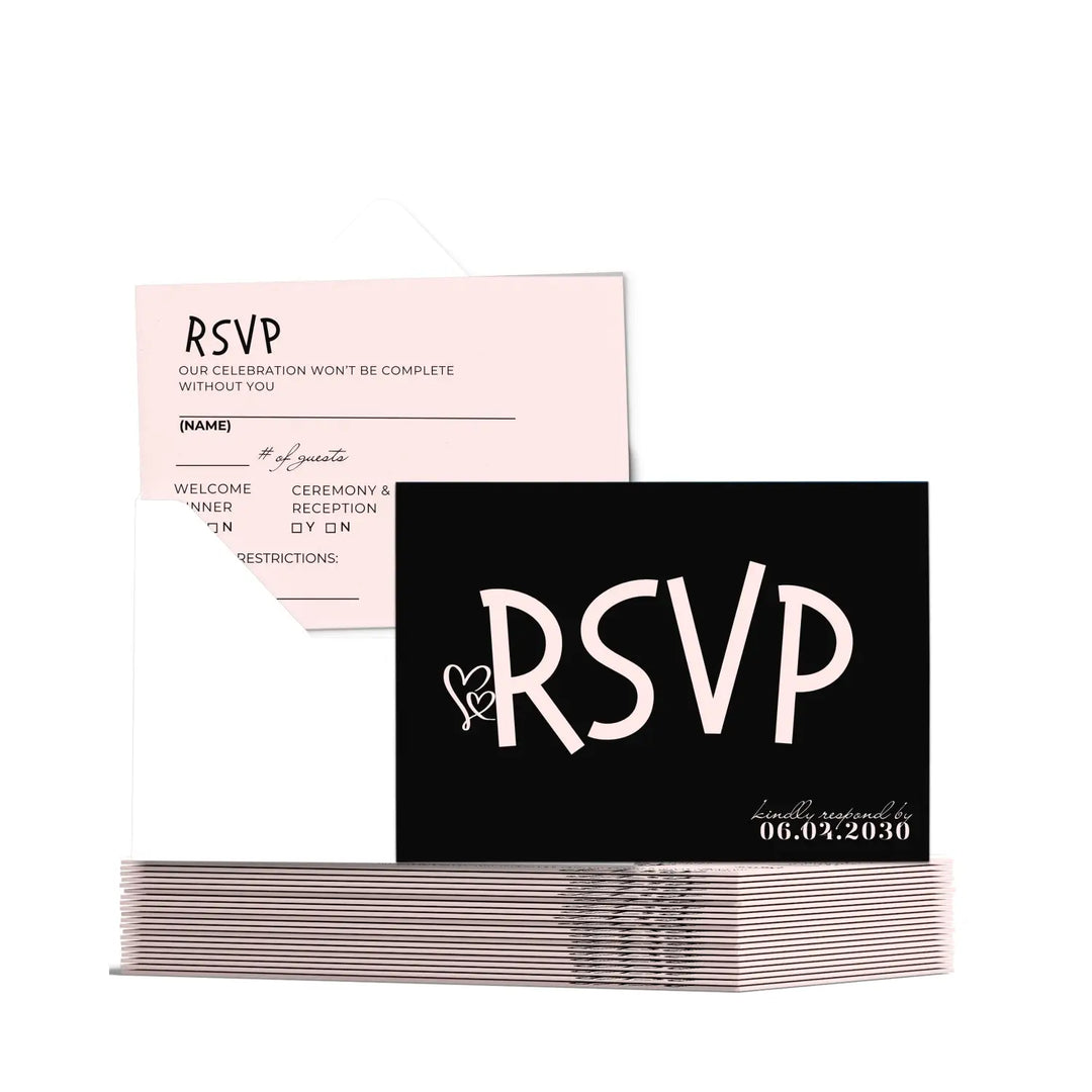 Custom Candy Pink RSVP Cards with Elegant Calligraphy - Premium Card Stock, 4x6 Inch Size