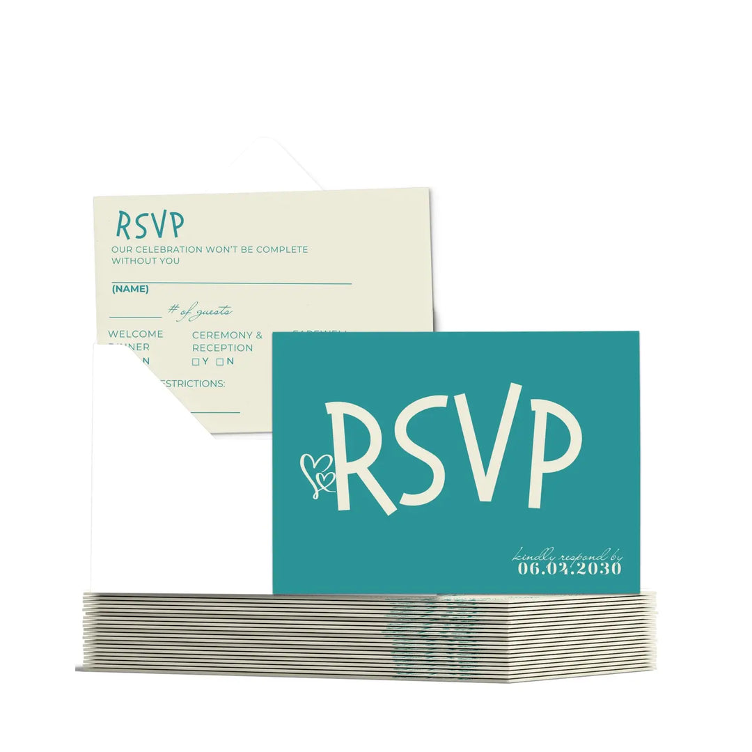 Custom RSVP Cards for Wedding Receptions, Any Occasion Response Cards - Modern Calligraphy, White Lettering