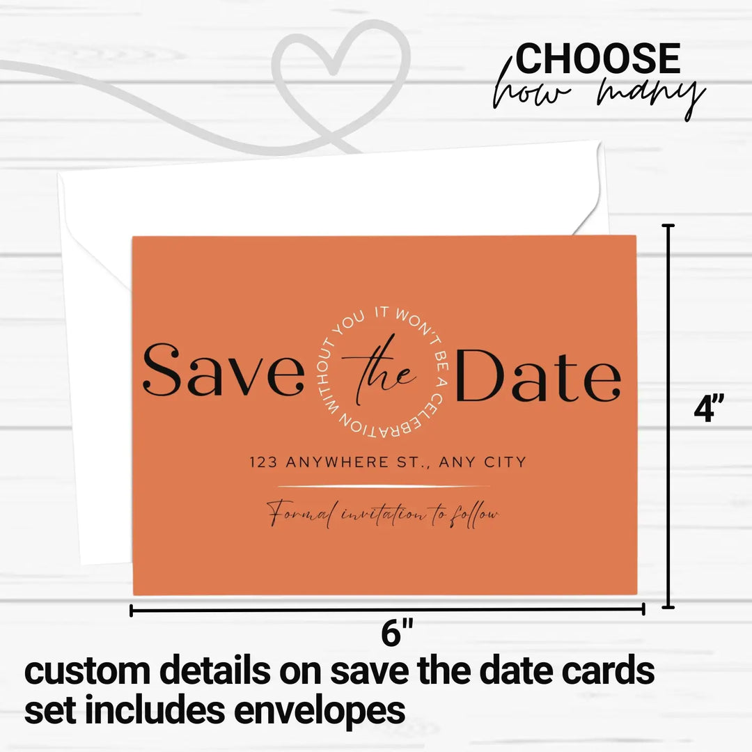 Custom Enchanted Green and Ruby Save the Date Cards - Personalized 4x6 Inch Invitations with Elegant Typography and White Envelopes - Perfect for Weddings, Birthdays, and Showers