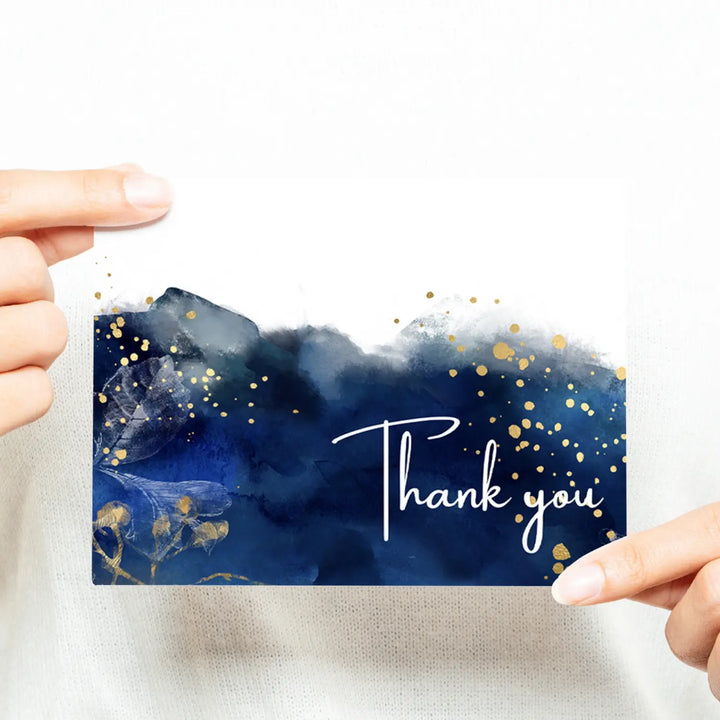 25-Pack Blue Watercolor Thank You Cards - Elegant Notecards for Weddings, Bridal Showers & Special Occasions with Envelopes