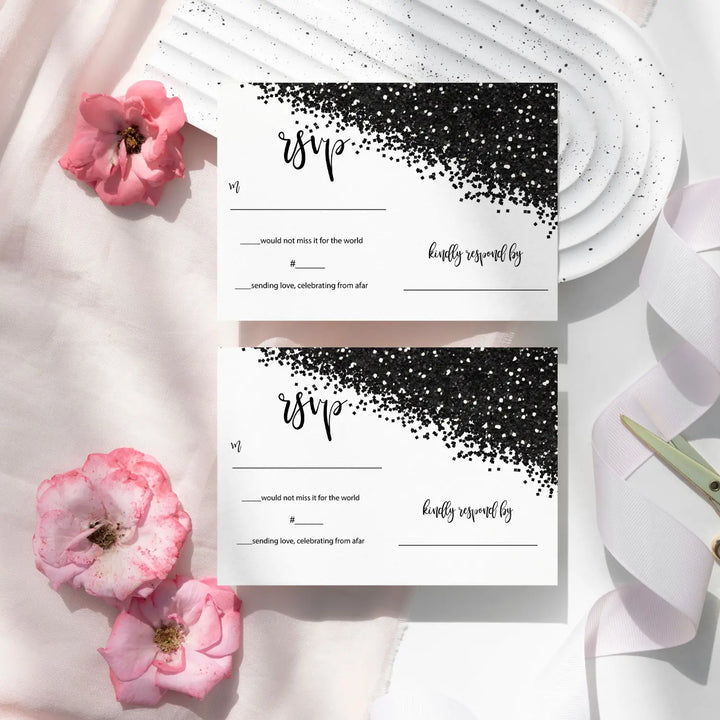 Black & White Skull Gothic Glam RSVP Cards - Bold Wedding Response Set, 3.5x5, Envelopes Included, 25 Pack