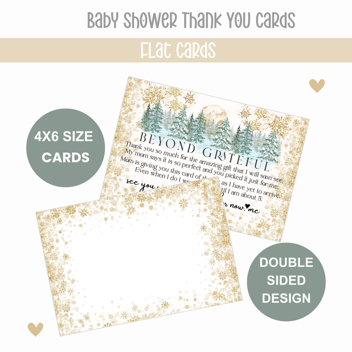 Baby Shower Thank You Cards – Winter Wonderland Notecards with Envelopes (Pack of 25) - Paper Clever Party