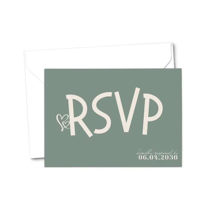 Custom Chocolate Cherry and Sage Green RSVP Cards - Premium 120lb Cardstock, Elegant Calligraphy, 4x6 Inch Size, Personalized Dates & Names