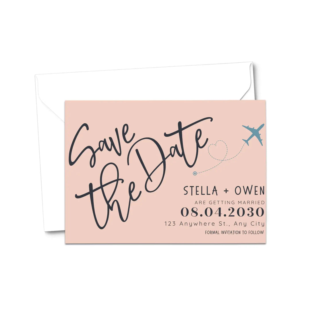 Custom Teal, Peach and Slate Grey Save the Date Cards - Personalized 4x6 Inch Invitations with Elegant Typography and White Envelopes - Perfect for Weddings, Birthdays, and Showers