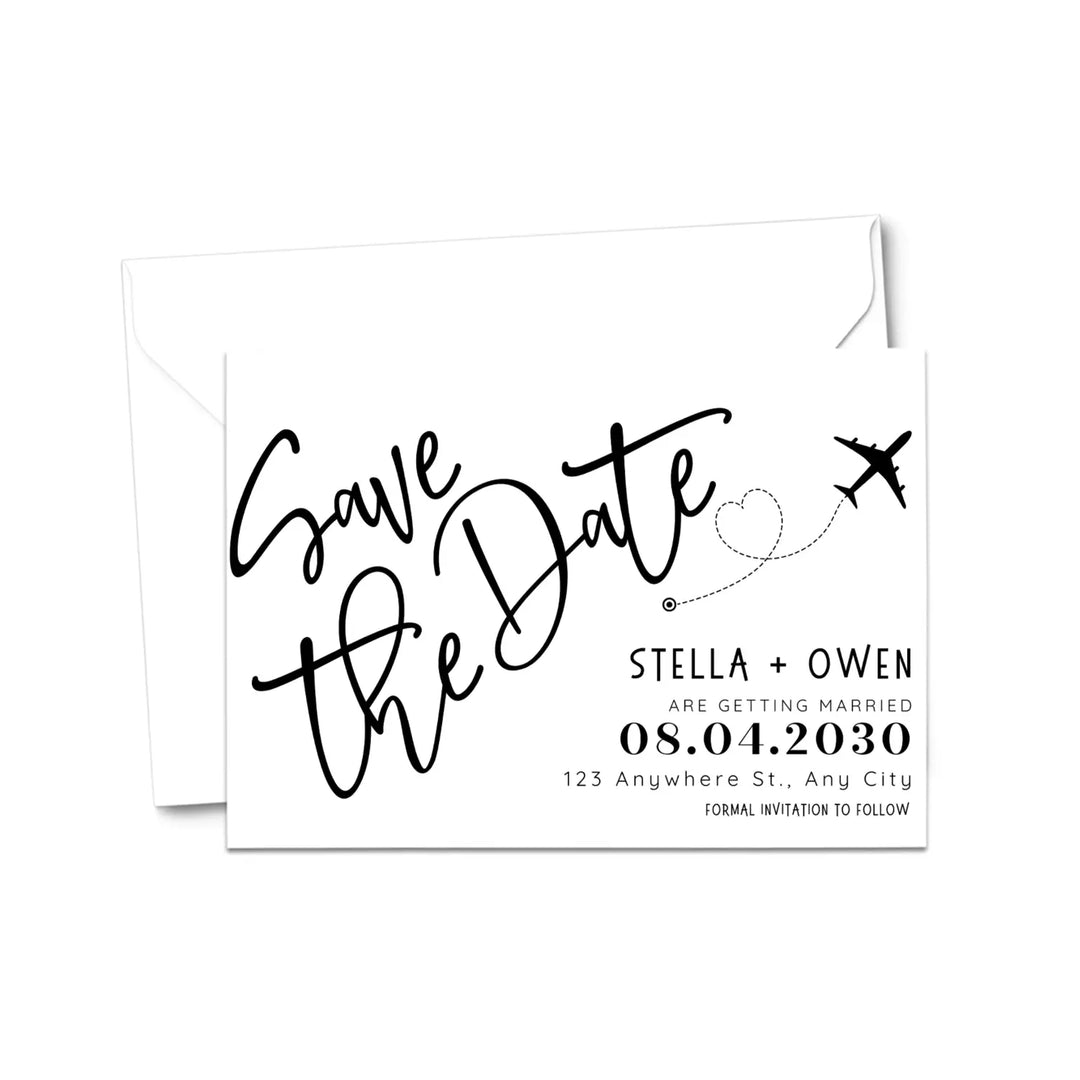 Custom White and Black Save the Date Cards - Personalized 4x6 Inch Invitations with Elegant Typography and White Envelopes - Perfect for Weddings, Birthdays, and Showers